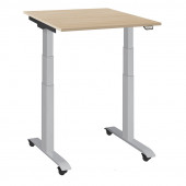 ergon mini master, kleiner Schreibtisch 80x78cm, elektrisch höhenverstellbar 63-128cm, ausziehbar, lichtgrau, weiß, Buche oder Ahorn Dekor, officeplus